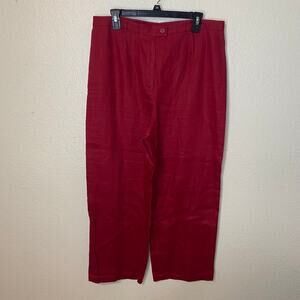 Style & Co Vintage Cherry Red 100% Linen Wide Leg Trouser Pants Size 14
